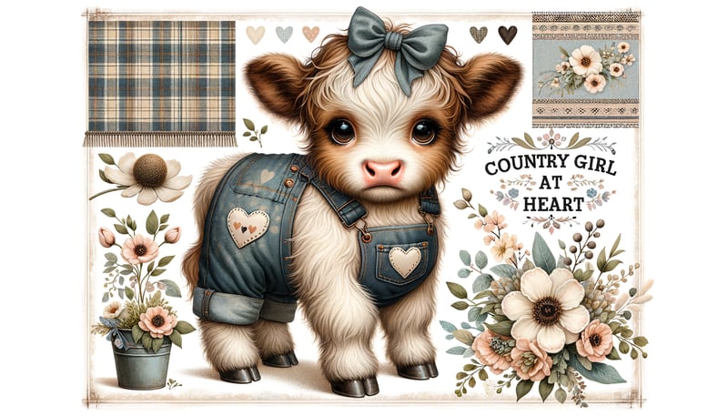 Whimsical Baby Highland Cow Illustration