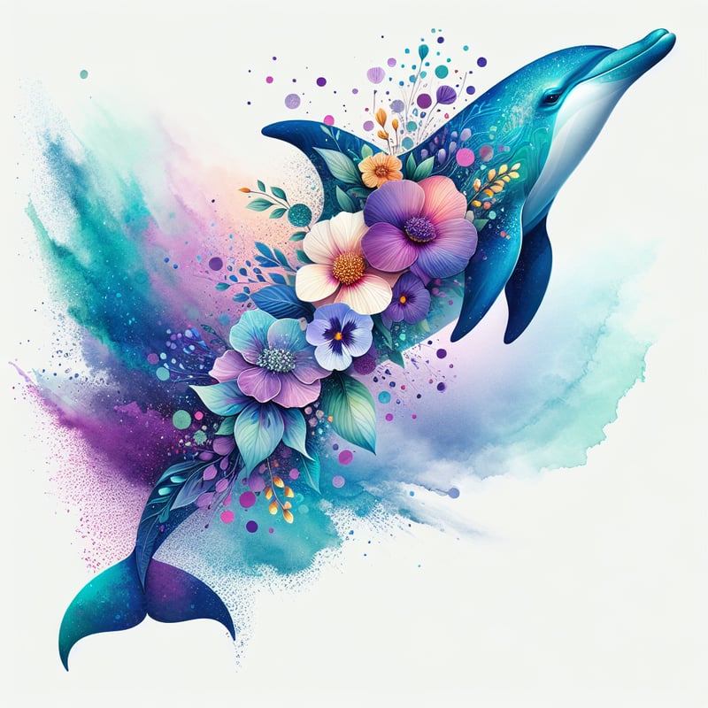 Stylized Floral Dolphin Illustration