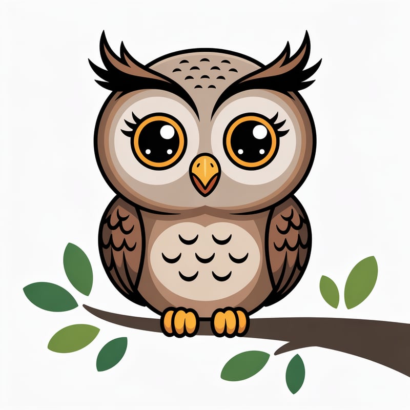 Cute Animated Baby Owl Nursery Art