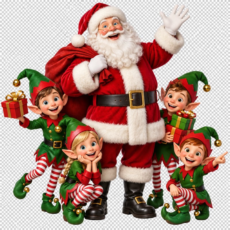 Santa and Elves PNGs 300 DPI Transparent