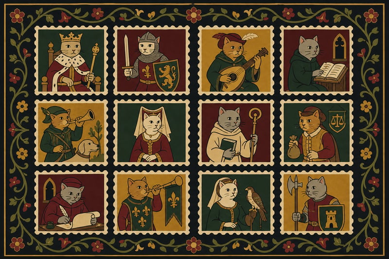 Medieval Cat Quilt Design