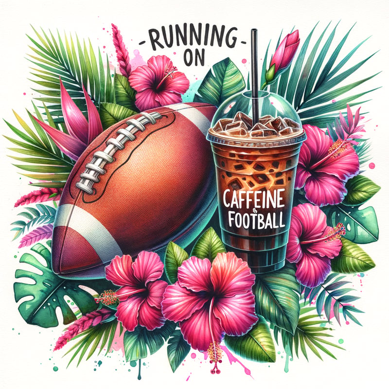 Tropical Football and Coffee Watercolor