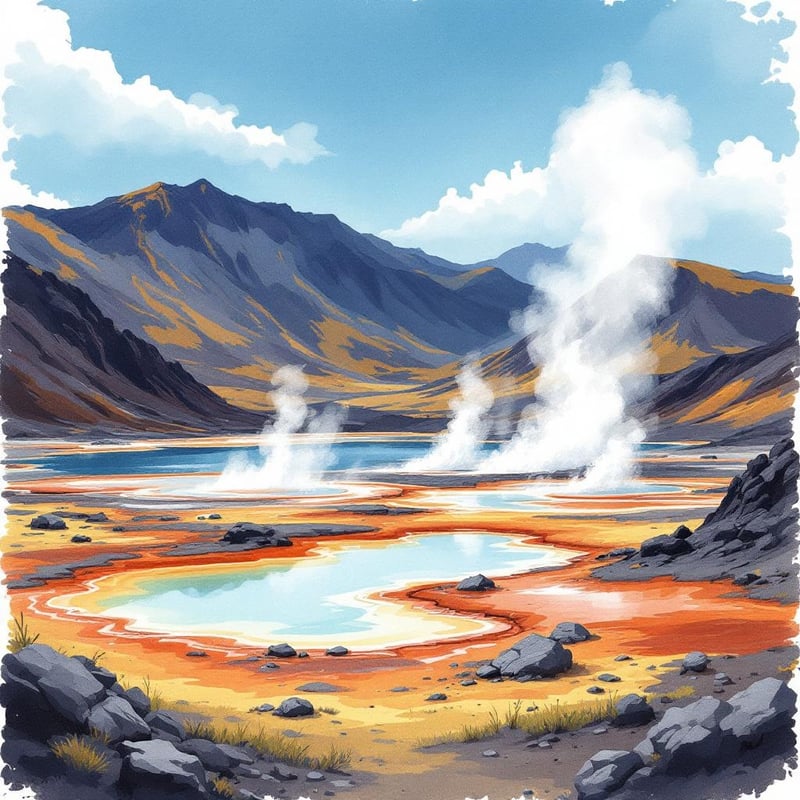 Myvatn Iceland Ink & Watercolor Poster