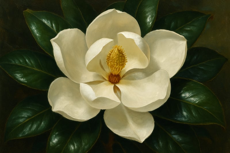 Magnolia grandiflora blossom oil painting