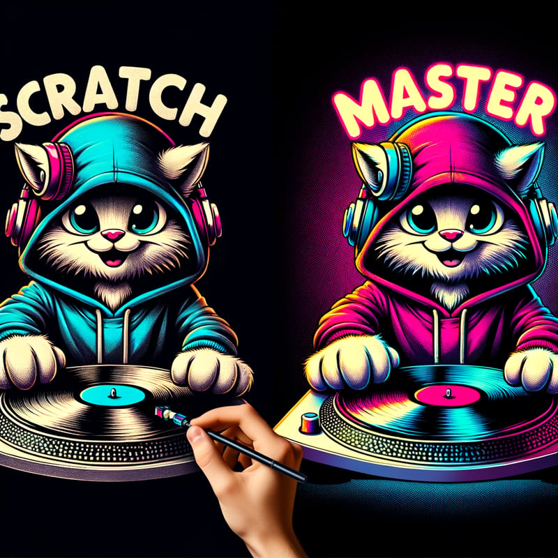 Scratch Master Cat DJ Illustration