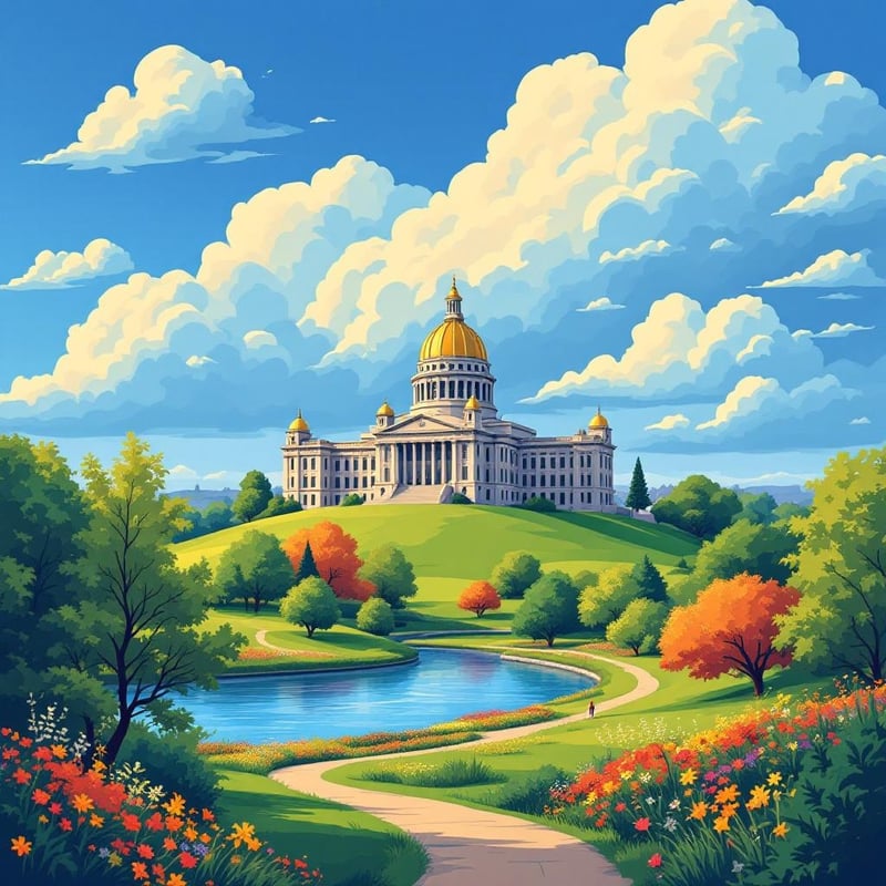 Iowa City Travel Poster Illustration