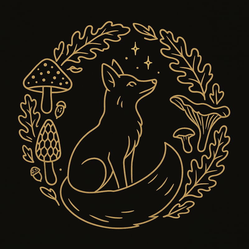 Seated Fox with Mushroom Wreath