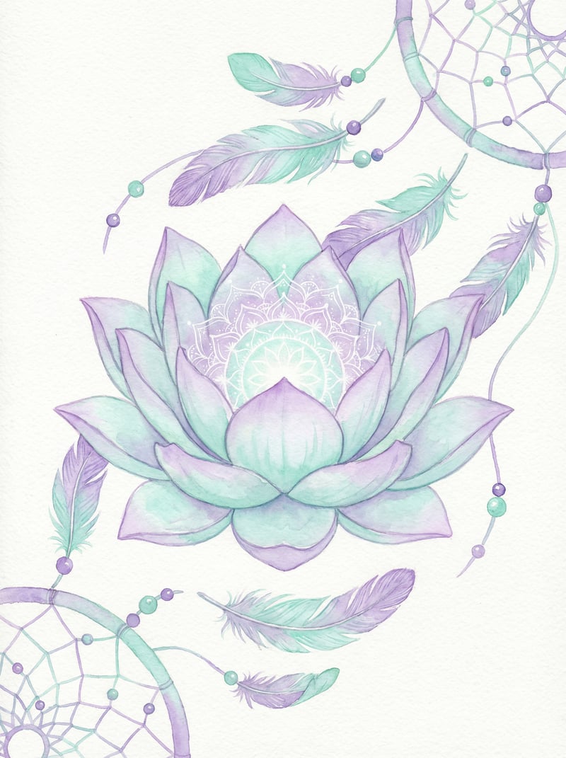 Serene Lotus Flower Watercolor