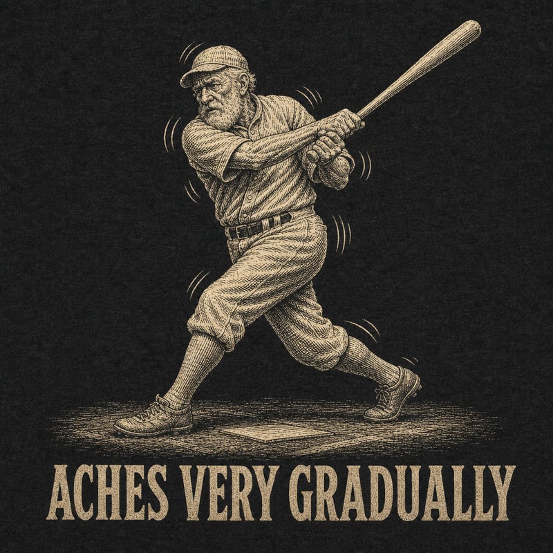 Elderly Batter Engraving Illustration