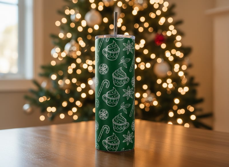 Christmas Green Tumbler Lifestyle Photo