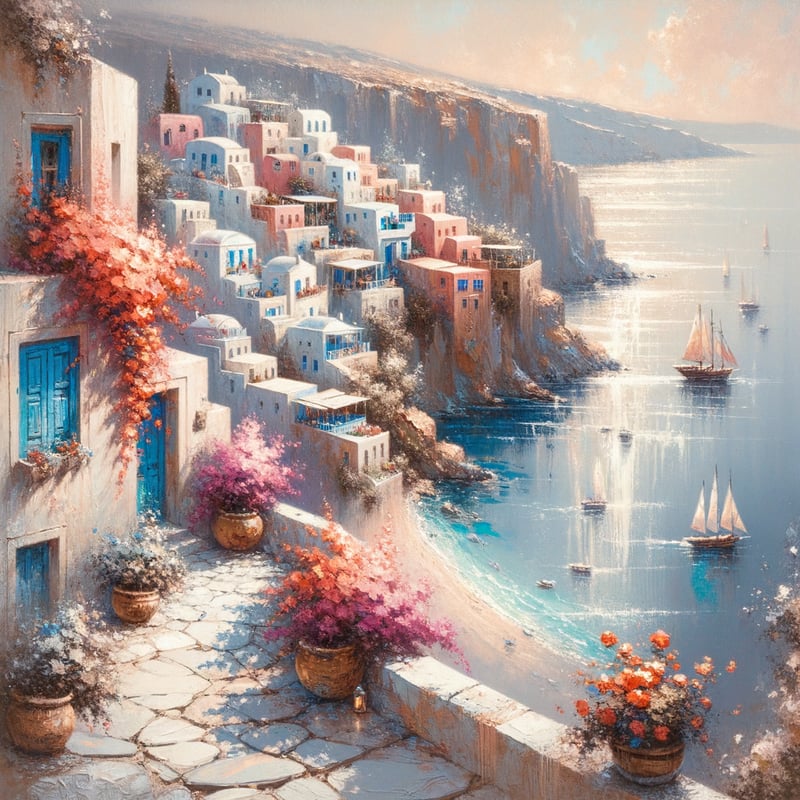 Artistic Greek Village by the Sea