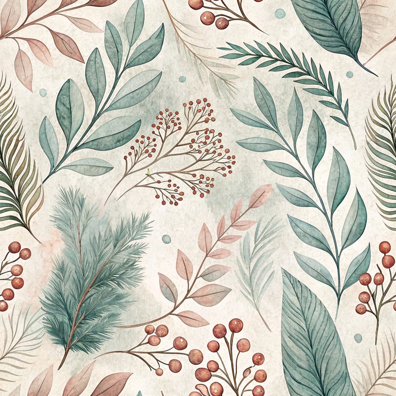 Minimal Winter Greenery Pattern