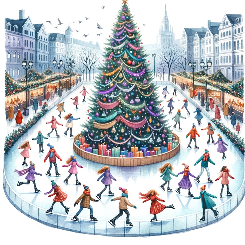 Watercolor City Ice Skating Rink