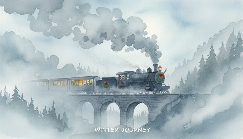 Foggy Train Crossing Bridge