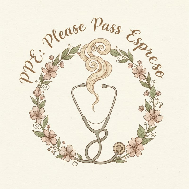 Floral Wreath with Stethoscope and Coffee