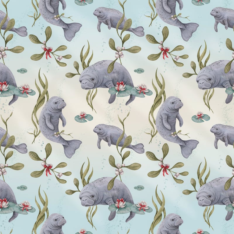 Manatee Holiday Seamless Tumbler Wrap