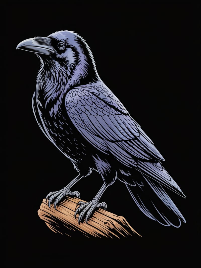 Realistic Raven Hiking Illustration