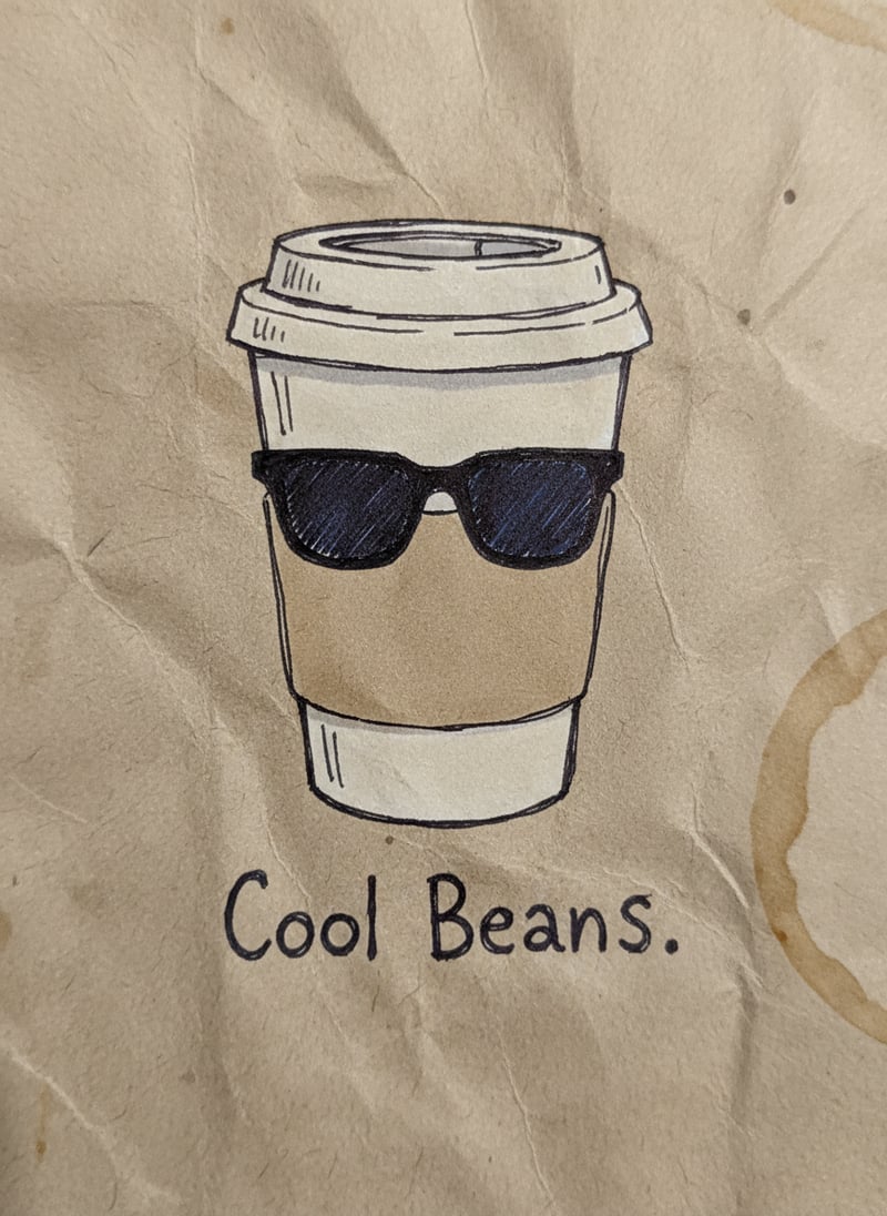 Cool Beans Coffee Cup Doodle