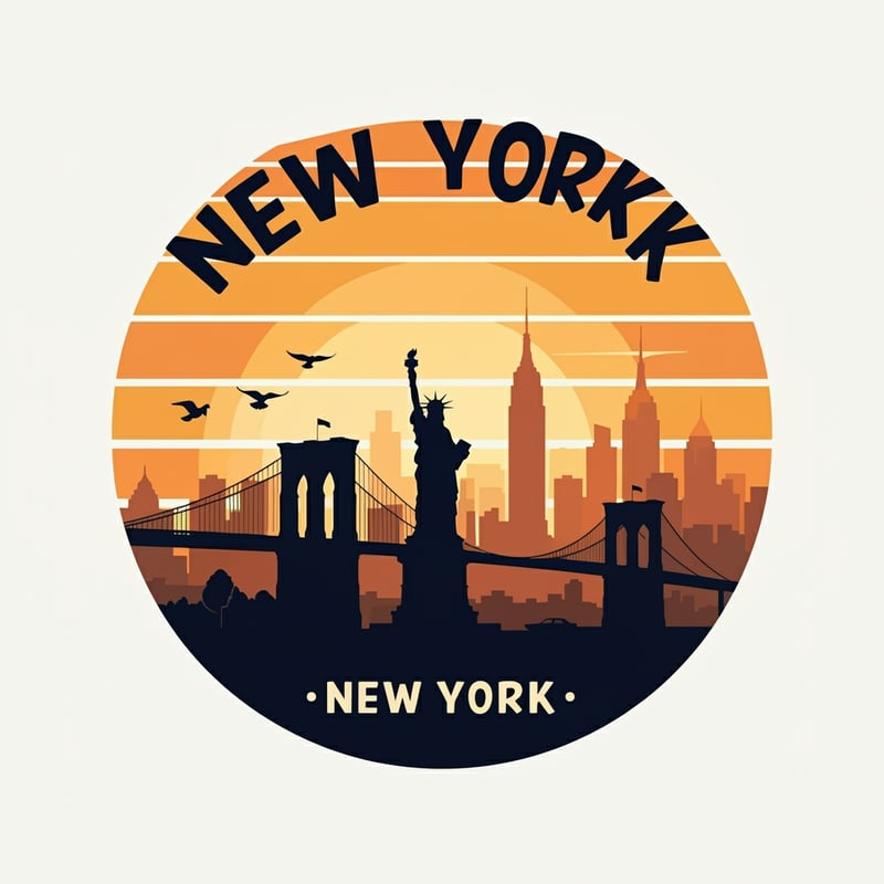 Vibrant New York Skyline Sunset Art