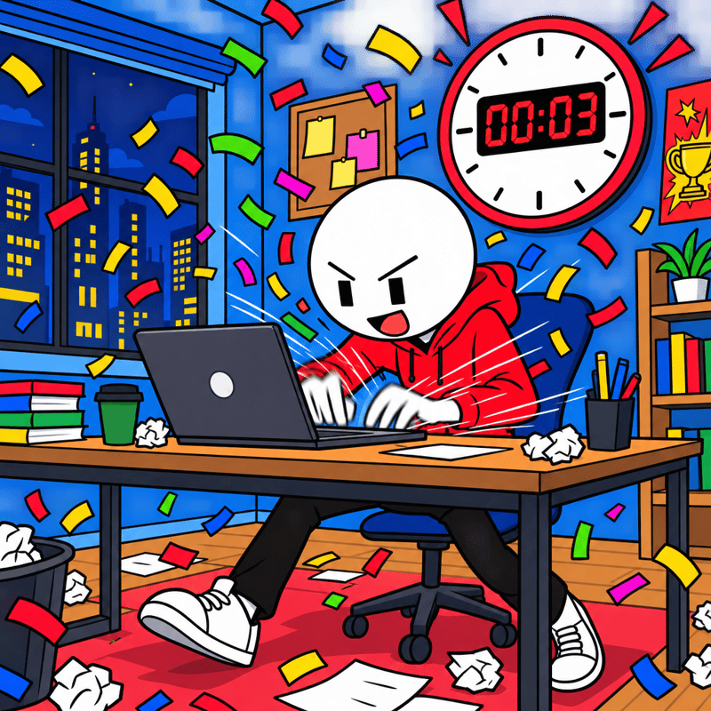 Flat 2D Vertical Cartoon Typing Rush