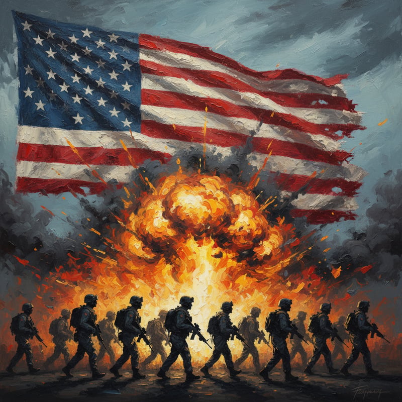 Dramatic Military Painting with Soldiers