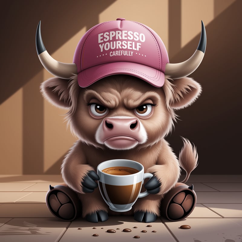 Cute Cartoon Highland Cow Illustration
