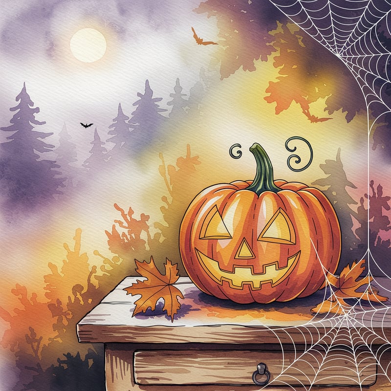 Vintage Halloween Watercolor Art