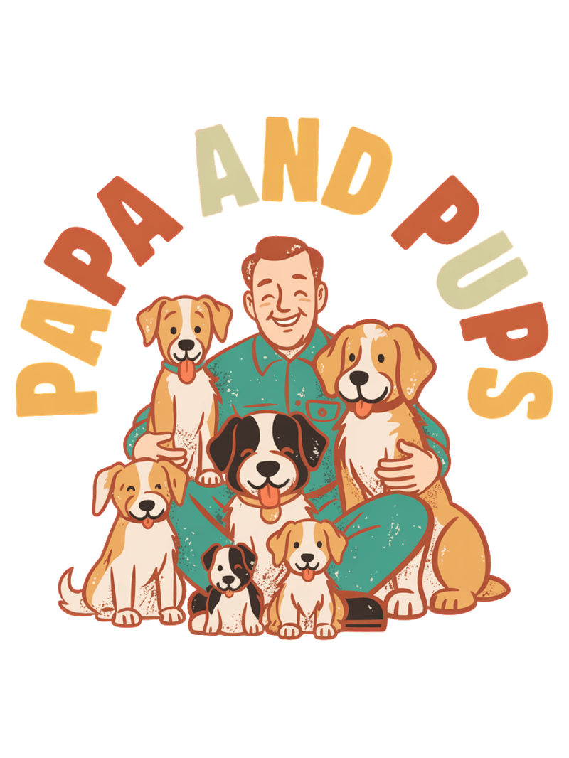 Papa and Pups Retro T-Shirt Design