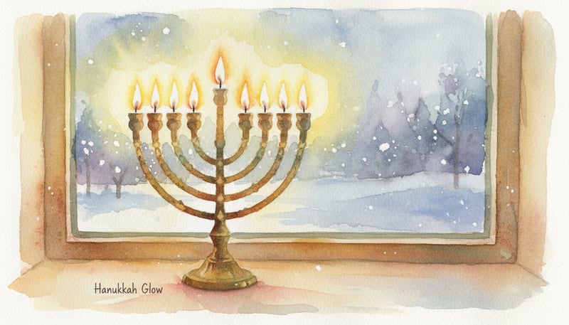 Watercolor Menorah for Hanukkah