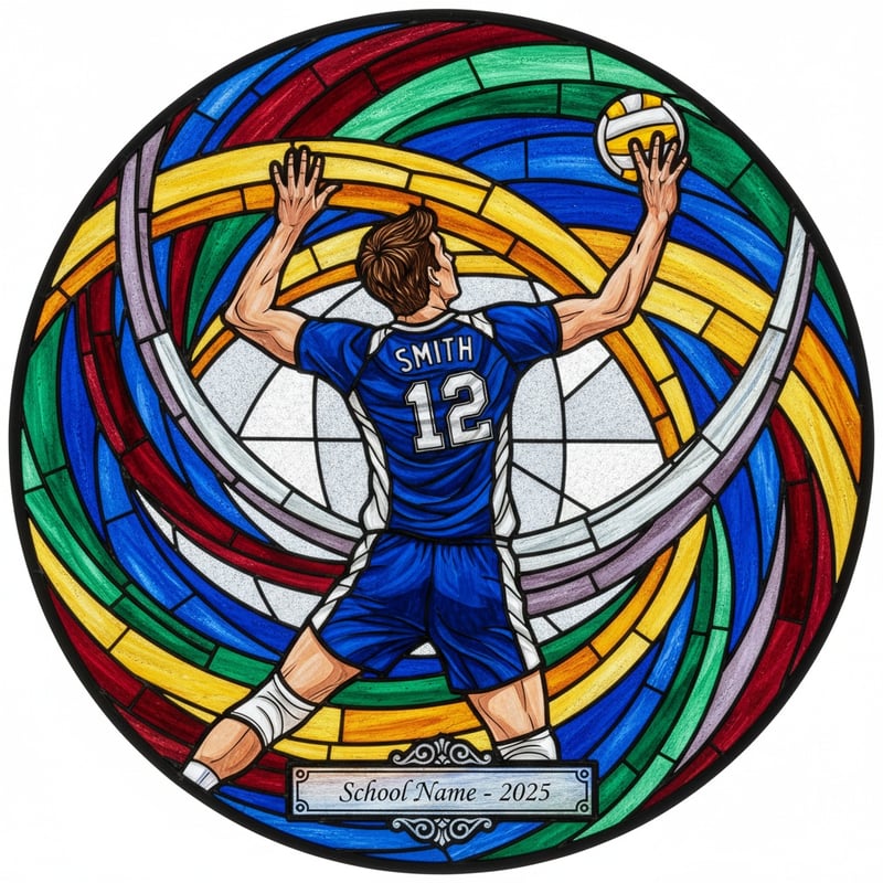 Stained Glass Male Volleyball Player