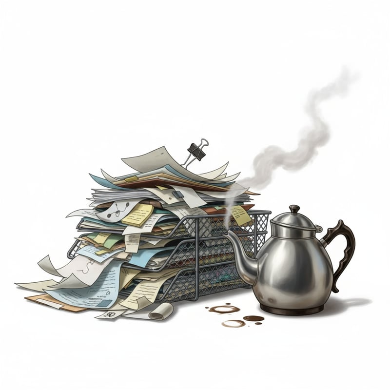 Overflowing Office Inbox Illustration