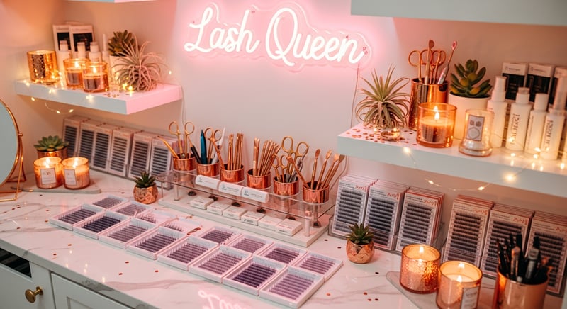 Beauty Room Lash Supplies Display