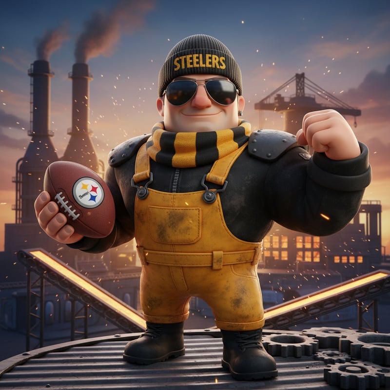 Cartoon 3D Pittsburgh Steelers Fan