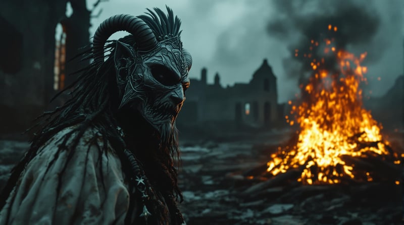 Indian Shaman Dancing by Fire