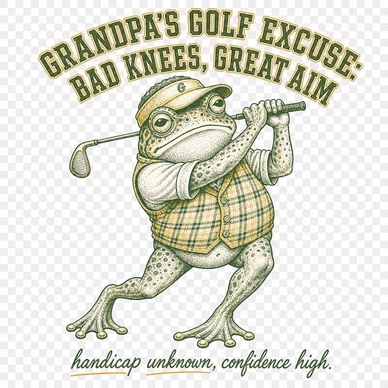Hand-Inked Frog Golfer Illustration