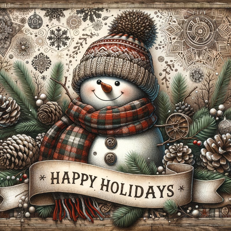 Cozy Hand-Drawn Christmas Snowman