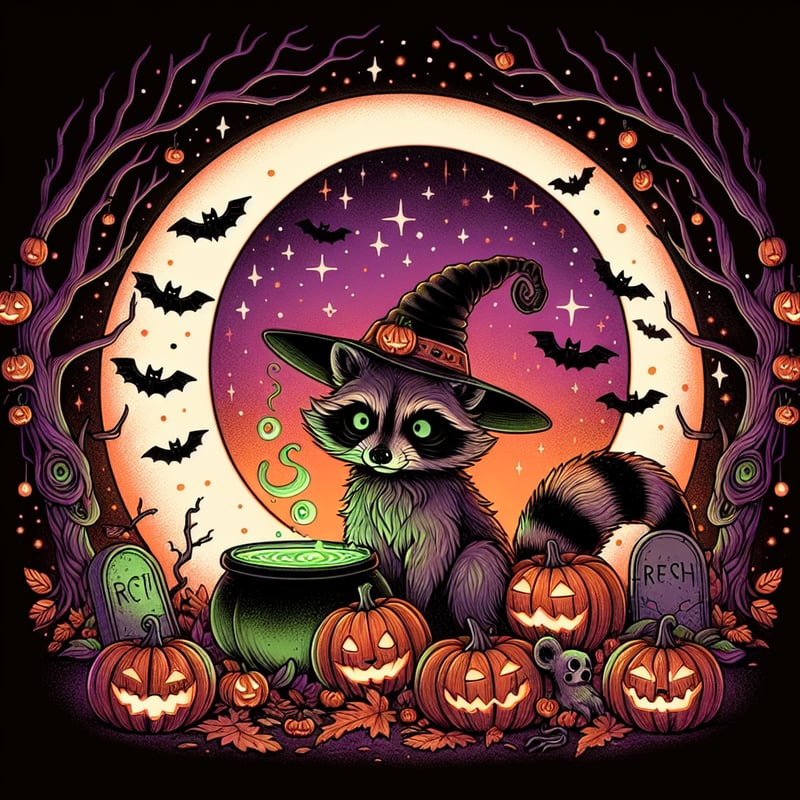 Halloween Ghost Raccoon Illustration
