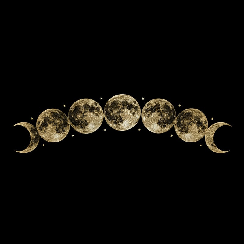 Vintage Gold Moon Phases Engraving