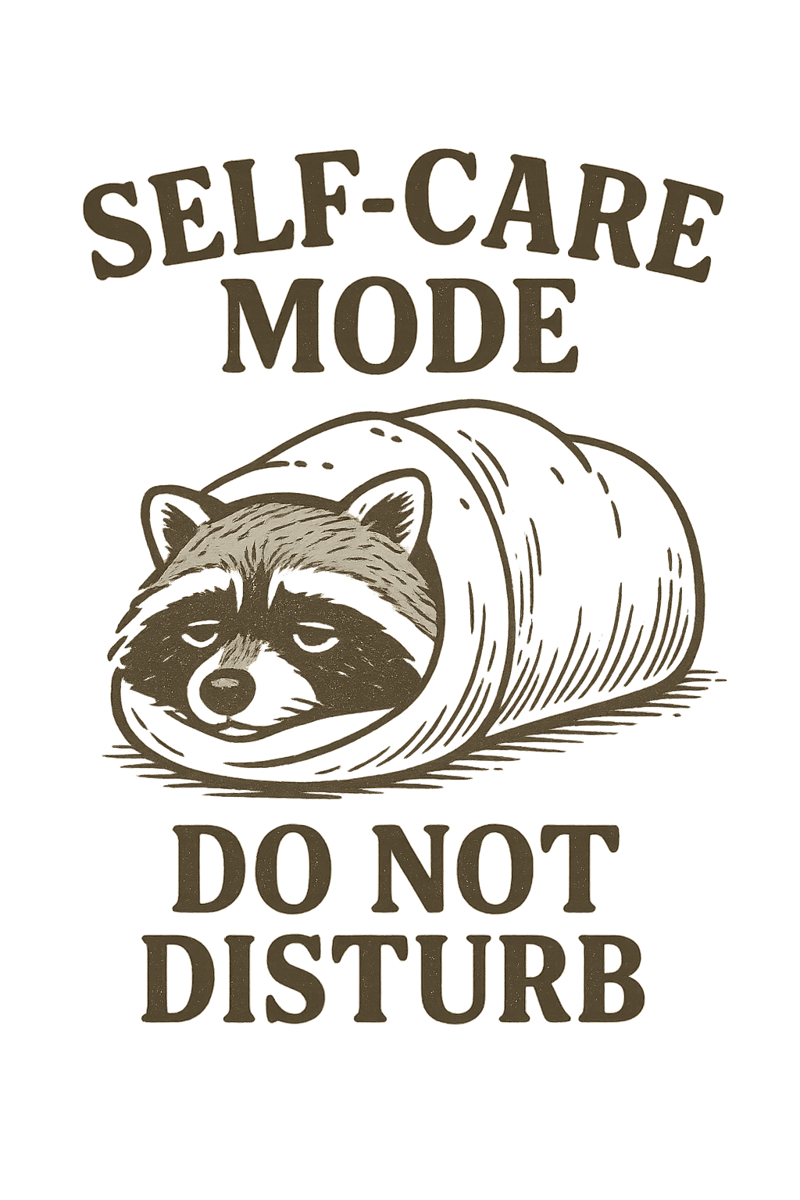 Vintage Raccoon Self-Care T-Shirt Design