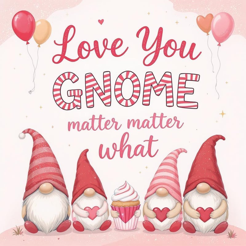 Whimsical Gnomes with Hearts and Cupcakes
