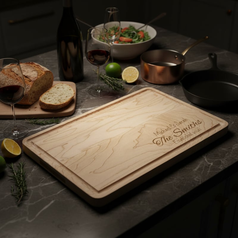 Engraved Cutting Board in Luxury Kitchen