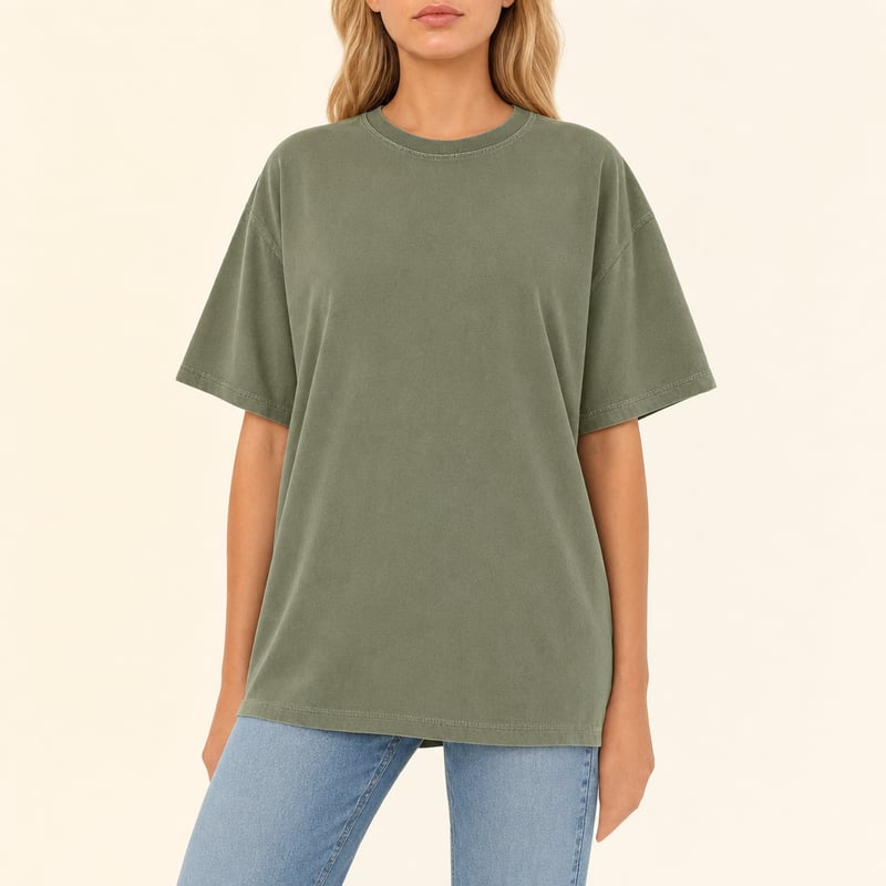 Blank Moss Green Oversized T-Shirt Photo