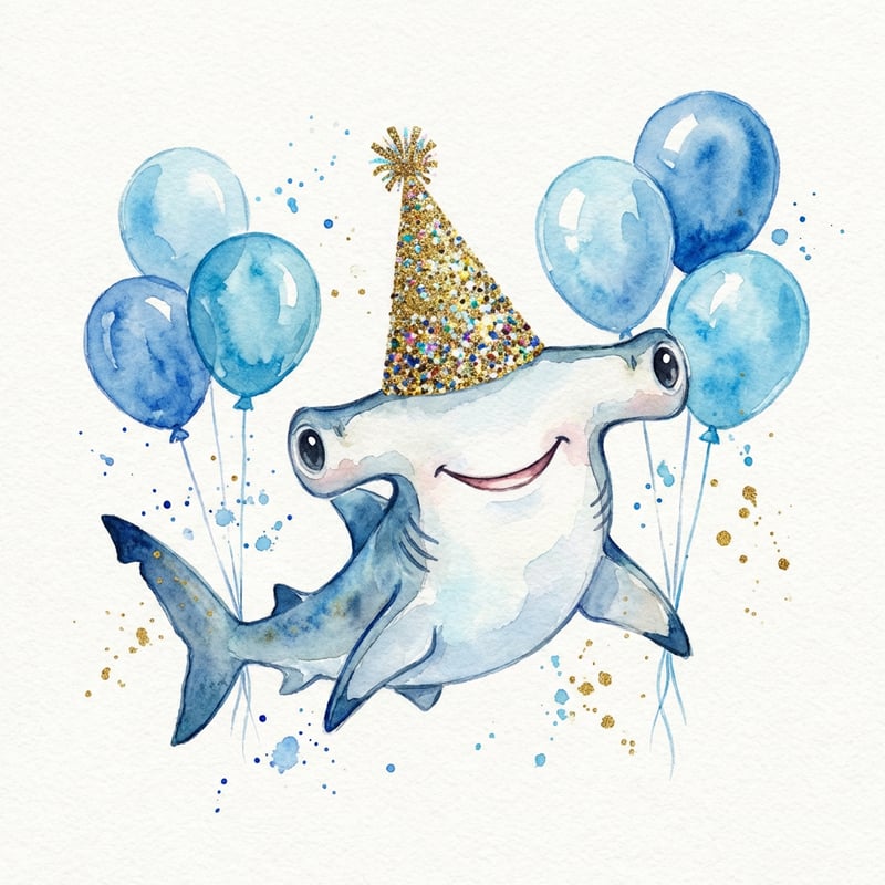 Watercolor Hammerhead Shark Party