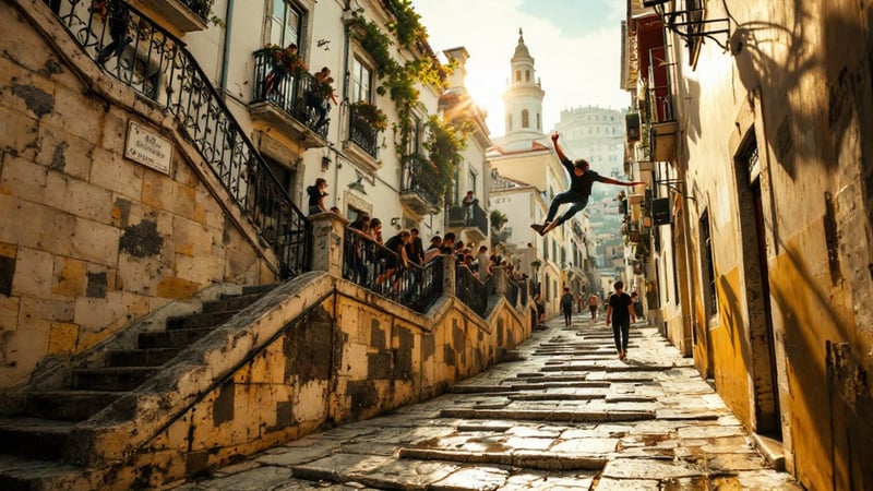 Parkour in Lisbon's Historic Alfama