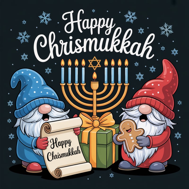 Festive ChrisMukkah Holiday Illustration