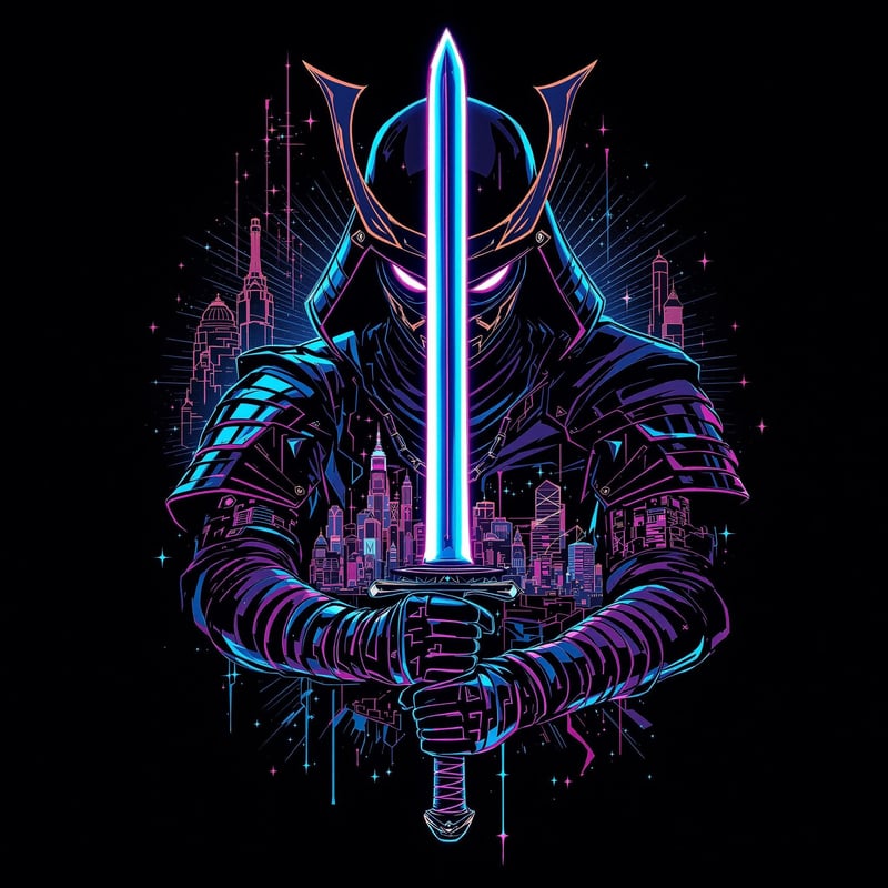Stealth Cyber Samurai T-Shirt Design