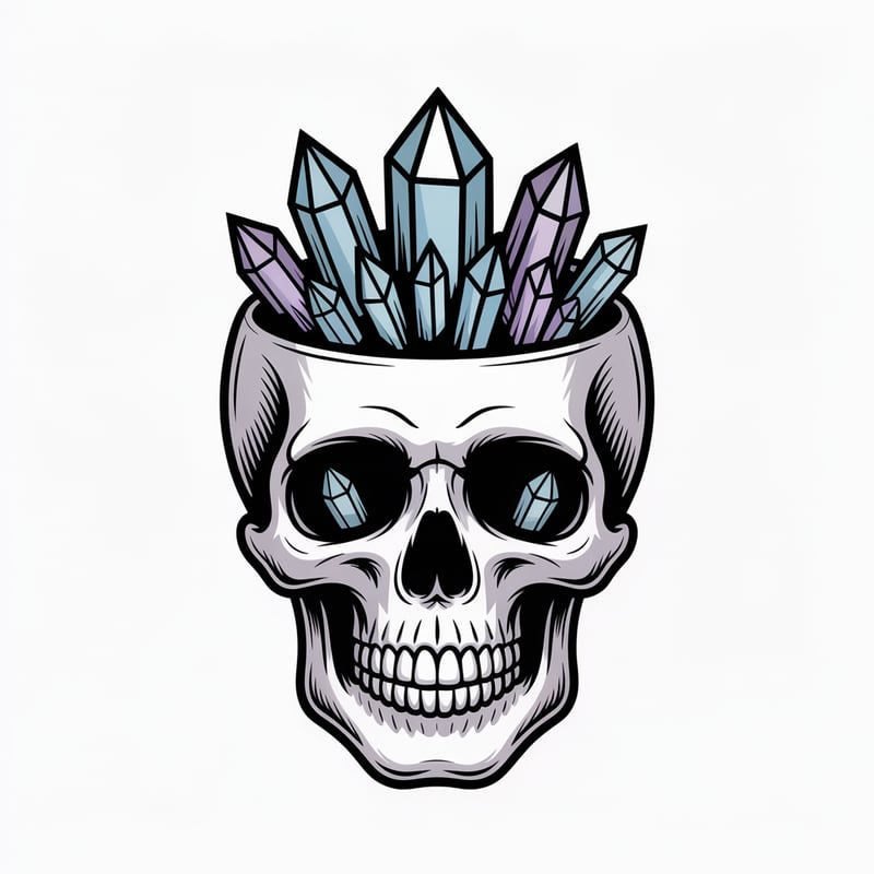 Skull with Blue Crystal Growths