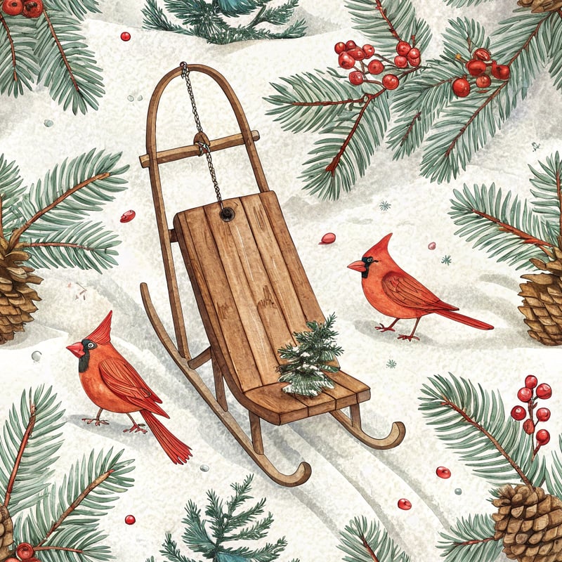 Vintage Sled in Snowy Forest