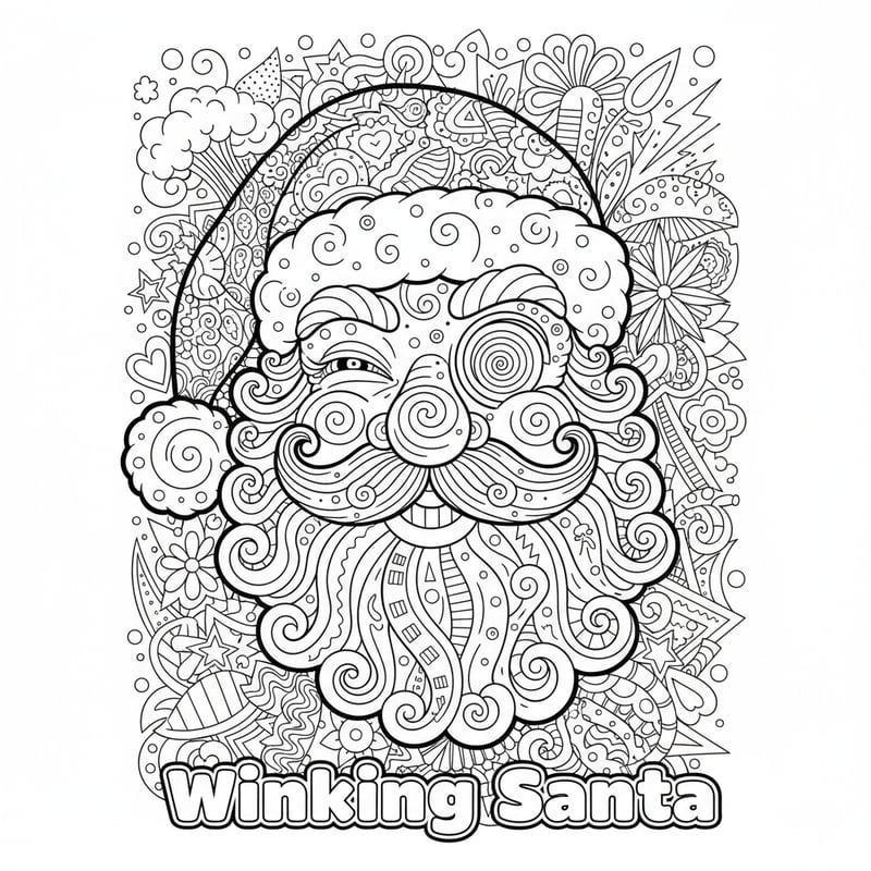 Winking Santa Coloring Page