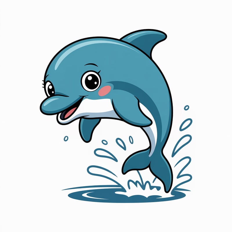 Cute Animated Dolphin Nursery Art